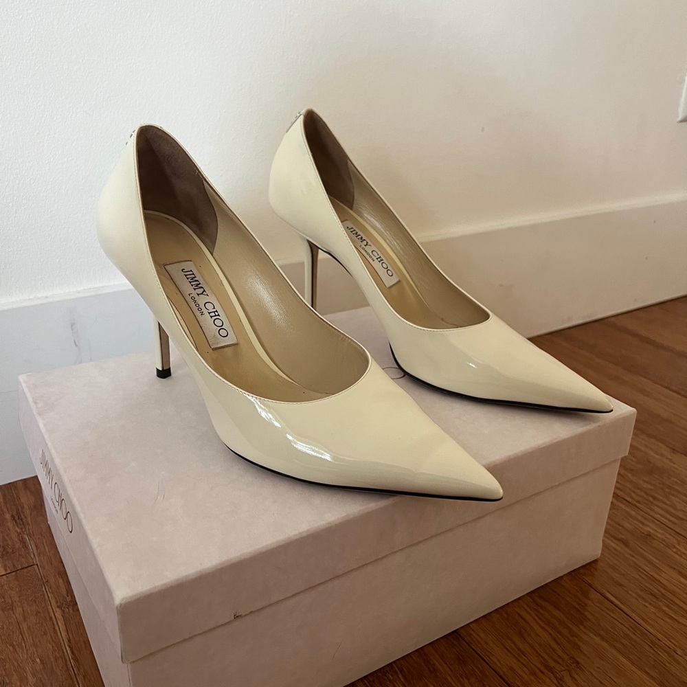 Jimmy Choo Ivory Patent Leather Heels